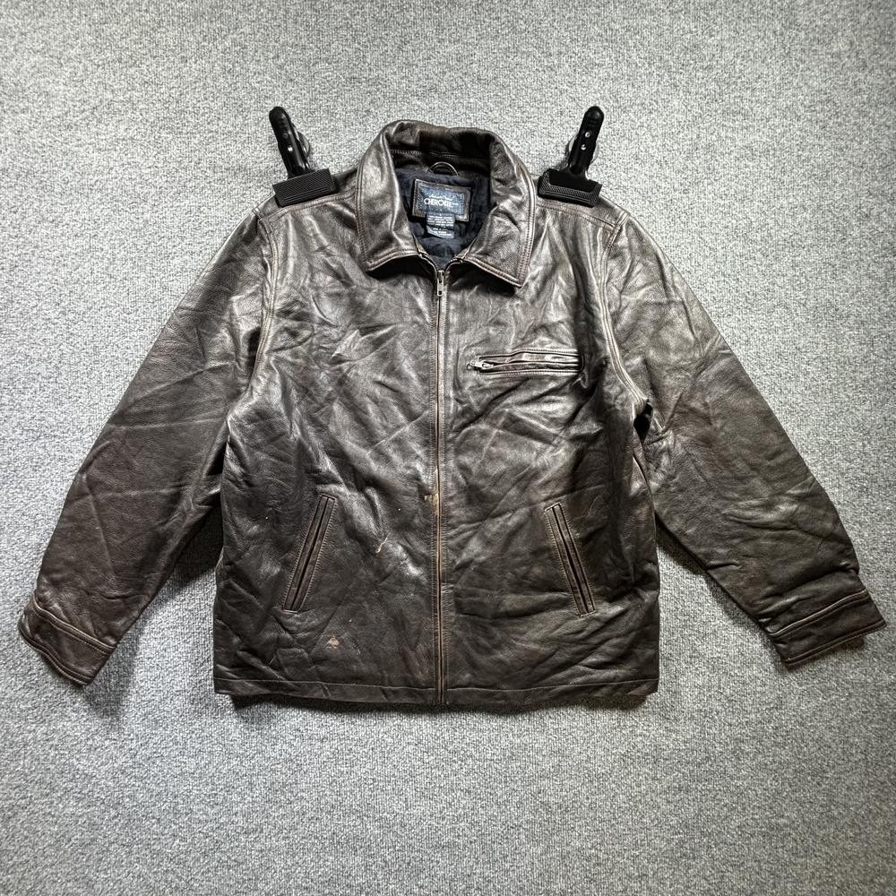 Vintage Cherokee Motorcycle Jacket Men's L Brown Leather Riding Racing Full-Zip